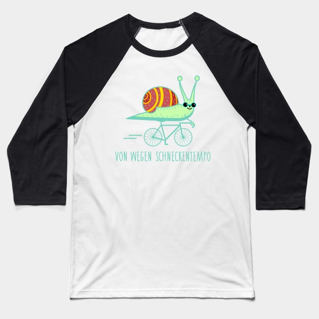 Funny snail rides a bicycle (b) Baseball T-Shirt by spontania